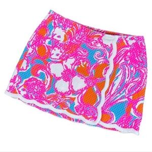 Lilly Pulitzer Skorts - Vibrant Pink, Orange and Blue Patterned Skirt. Size 0
